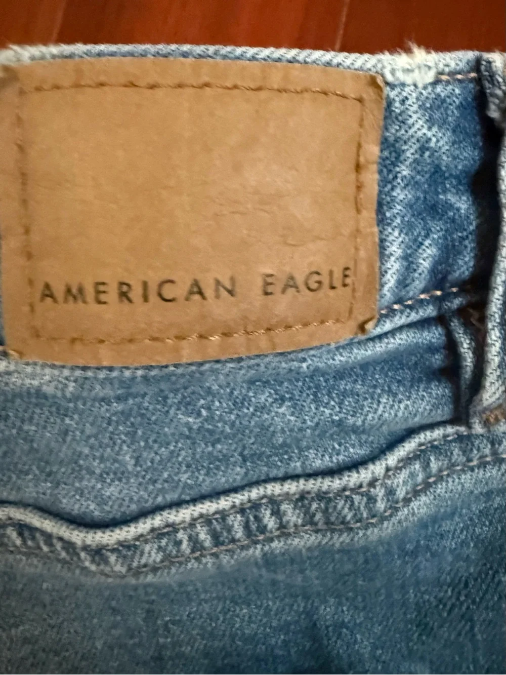 American Eagle Outfitters Light Blue High-Rise Rolled Hem Denim Shorts